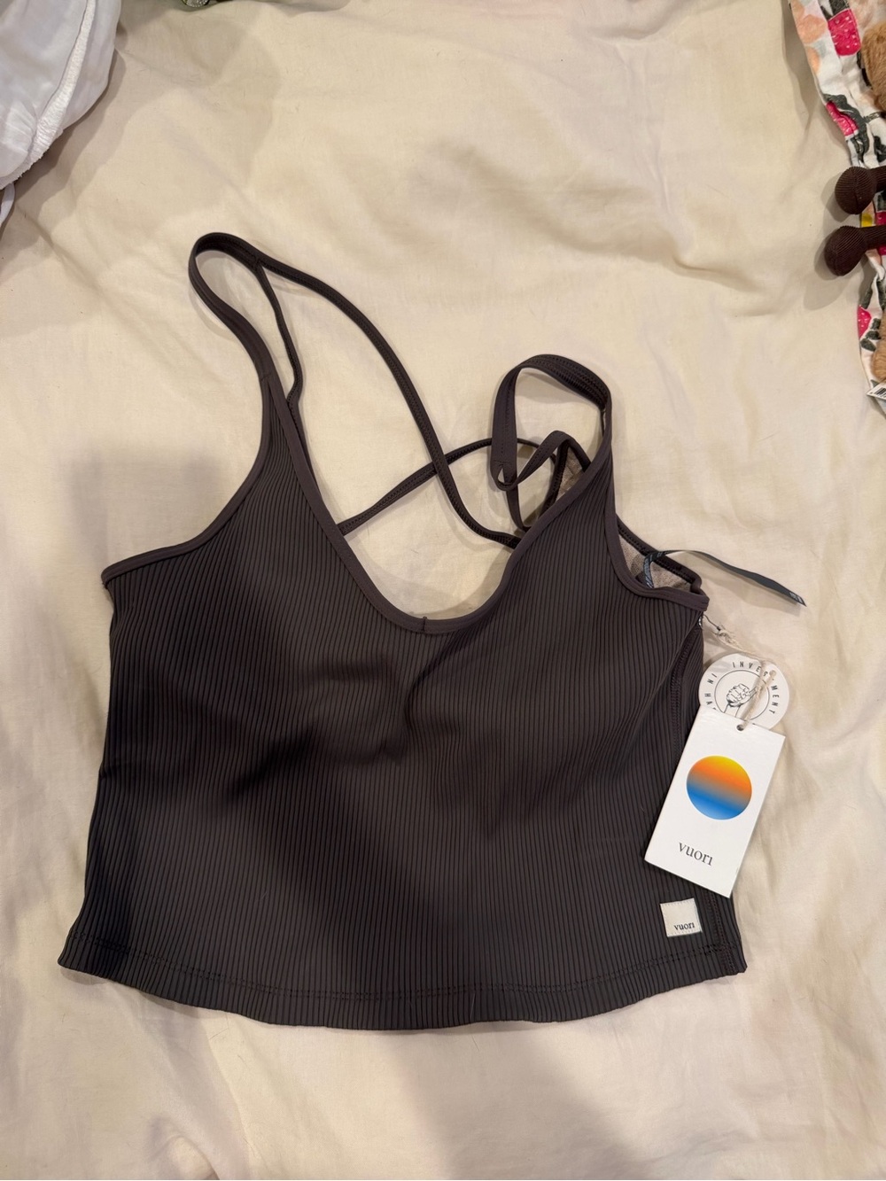 Vuori Ribbed Strappy Crop Tank